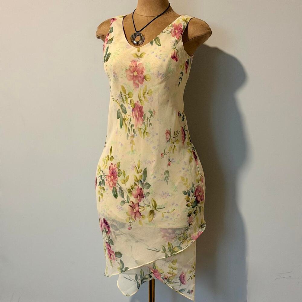 Vintage scarlett floral chiffon midi
